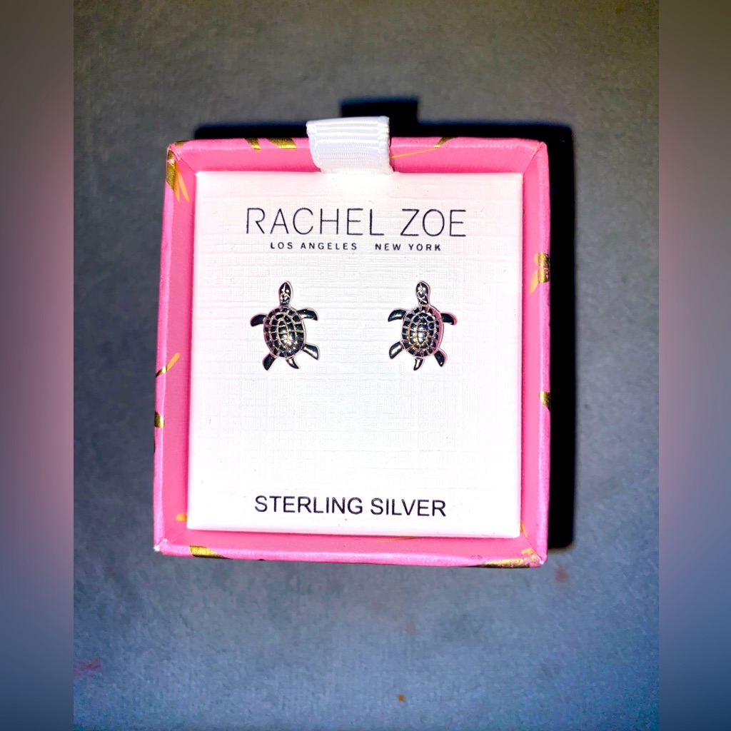 Bnib Rachel Zoe Sterling Silver Turtle Stud Earrings 30$